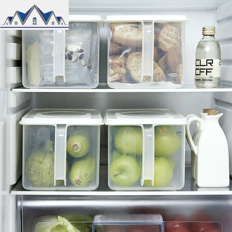 日式冰箱收纳盒塑料带手柄保鲜储物盒厨房食品水果密封米桶整理箱 三维工匠高清大图