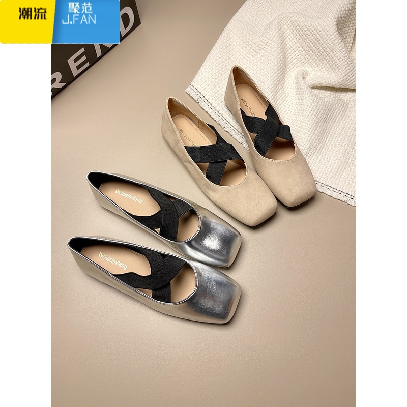 聚范仙女风玛丽珍芭蕾舞鞋方头复古单鞋女奶奶猪鼻子鞋大码女鞋41-43高清大图