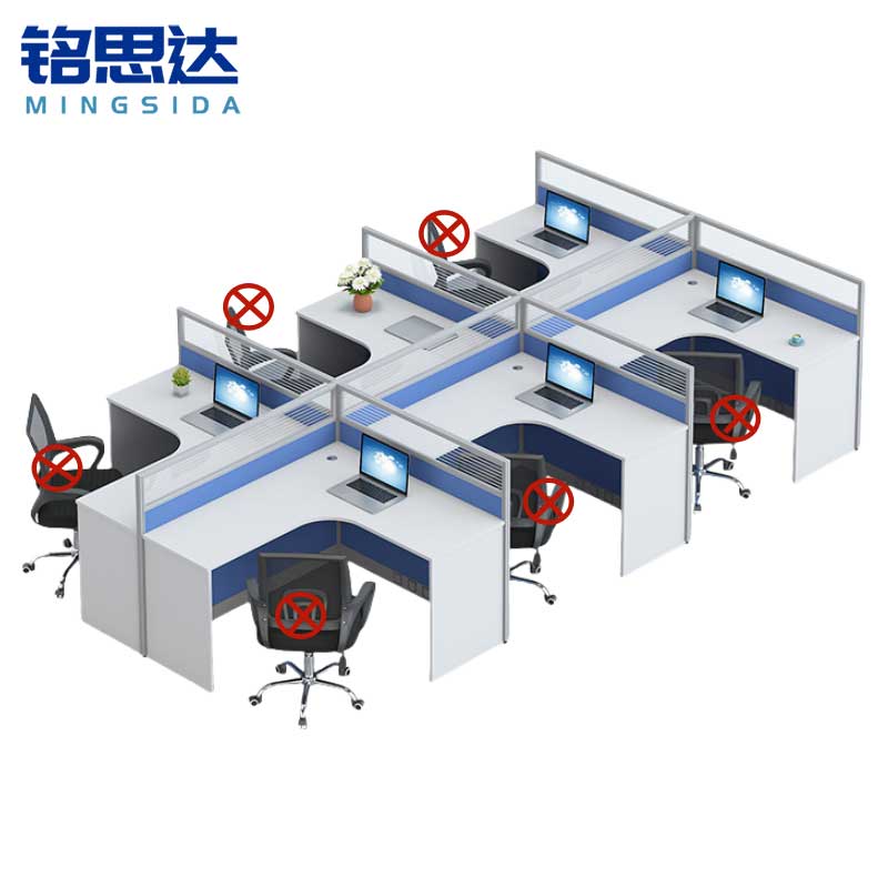 铭思达屏风办公桌出字型六人位张高清大图
