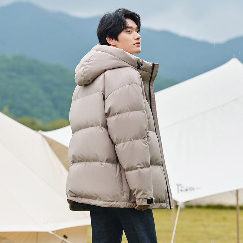 坦博尔2022新款羽绒服男士短款连帽保暖休闲百搭时尚秋冬外套