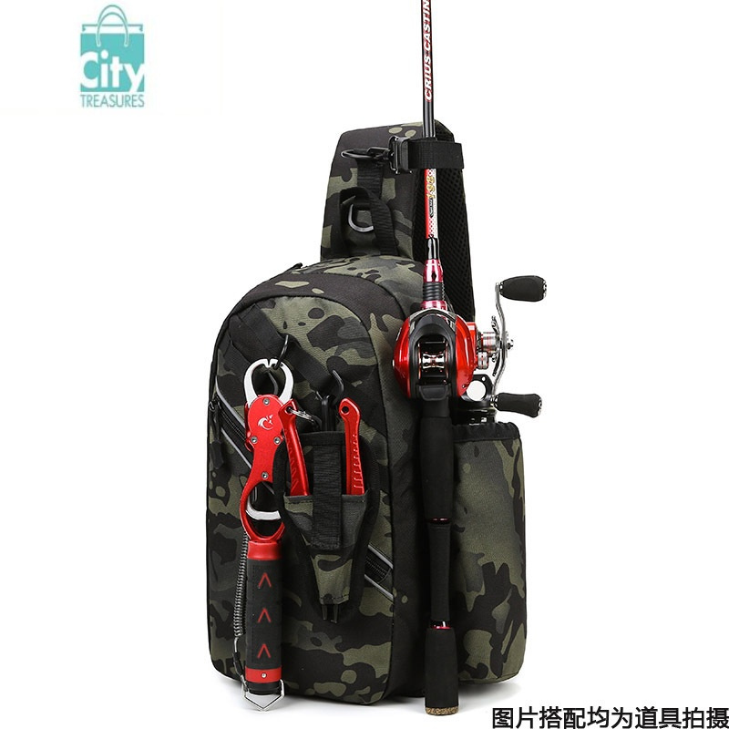 bangdou路亚多斜挎包单肩背包腰包竿包一体式背包防水渔具专用钓鱼包