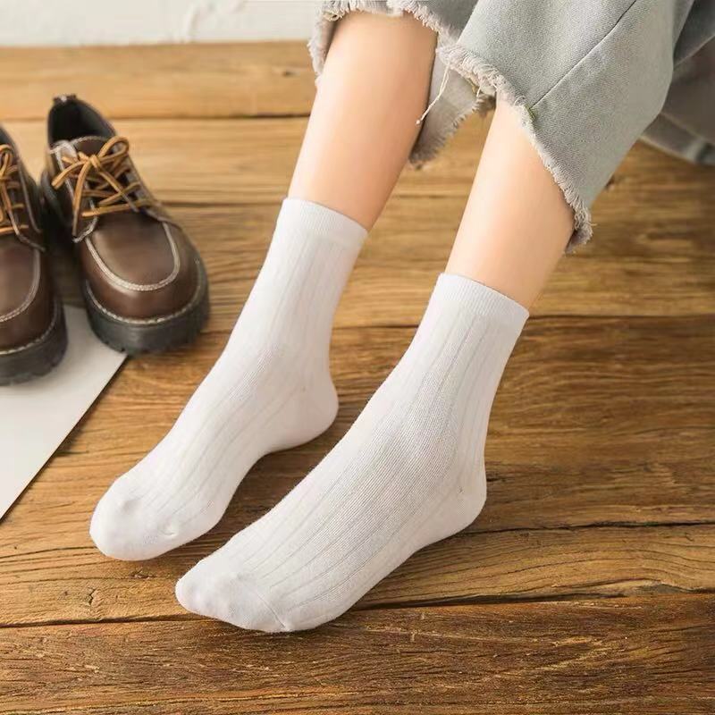 袜子女士秋冬中筒棉袜加厚保暖防臭全棉韩版中长女袜