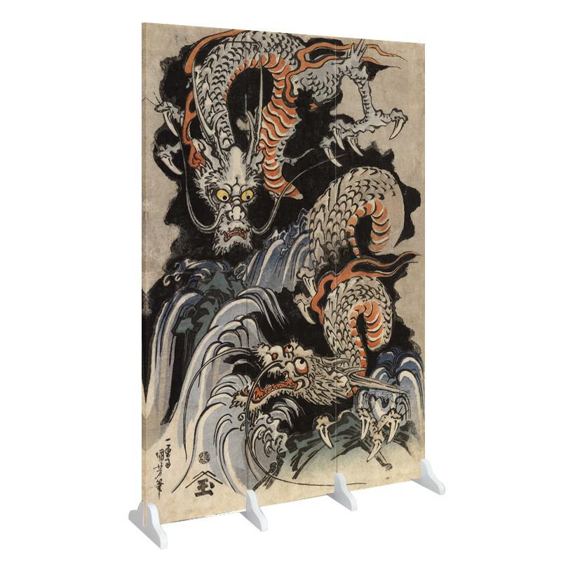 BONJEAN隔断客厅简约现代日式浮世绘水滸題材刺青纹身折叠双面屏风高清大图