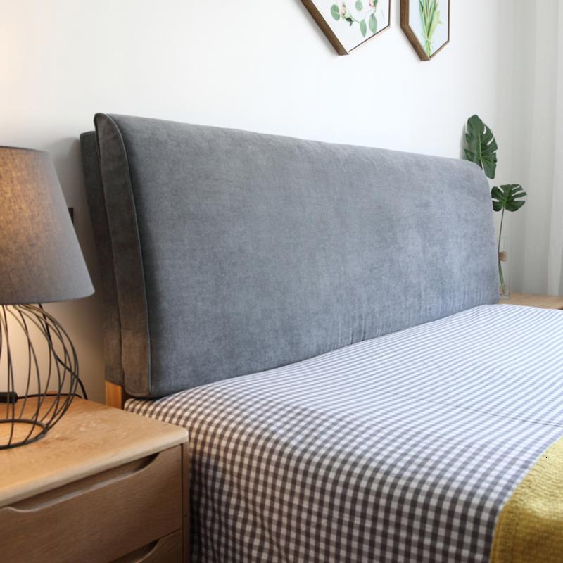 美帮汇定制北欧实木床上靠垫榻榻米无床头板软包自粘布艺罩可拆洗 米色 有床头款200*58*10CM高清大图