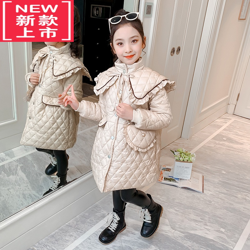 可莉允女童棉衣外套2022新款中大童洋气加绒加厚儿童冬装韩版棉服翻领潮
