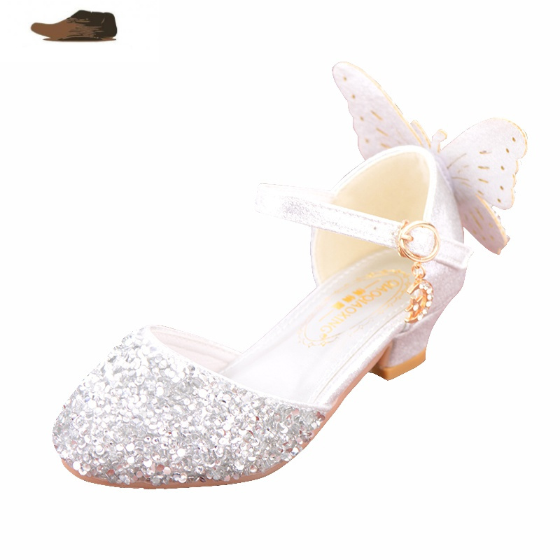 ideamini白雪闪公主水晶鞋女童时尚高跟鞋软底小学生演出鞋女孩子亲子