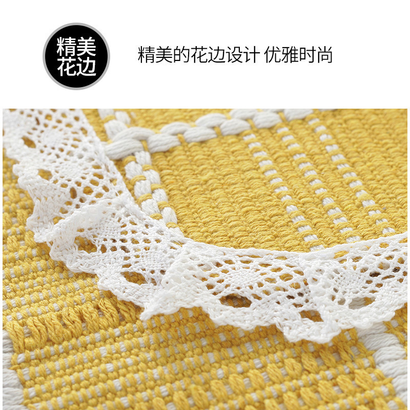 美帮汇冬季透气棉麻垫餐椅垫学生椅垫办公室椅垫屁垫棉线垫装饰垫花边高清大图