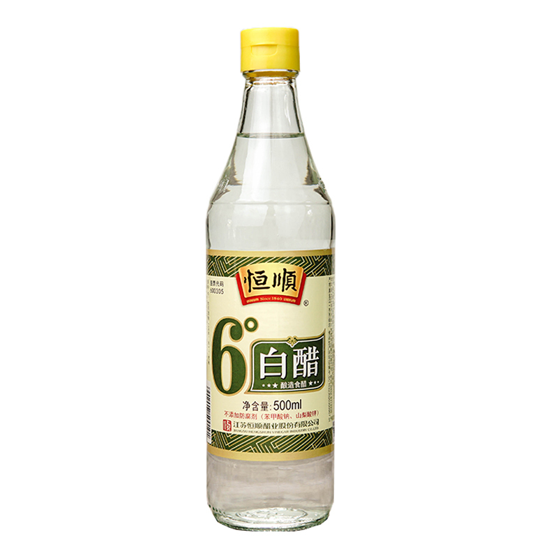恒顺6度白醋500m*2瓶 炒菜烹调 凉拌 蘸料醋腌制泡菜腌菜食用家用