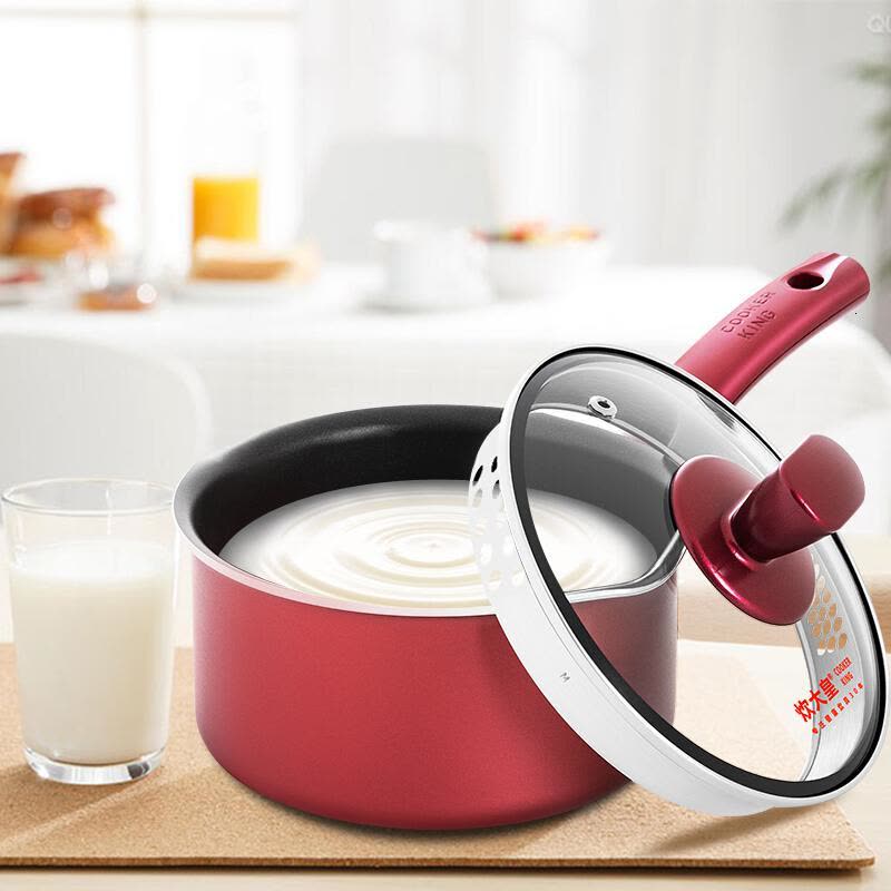 炊大皇奶锅不粘锅小汤锅18cm泡面锅煮面锅煮奶锅宝宝婴儿辅食锅热奶锅电磁炉明火通用16cm溢彩色奶锅图片