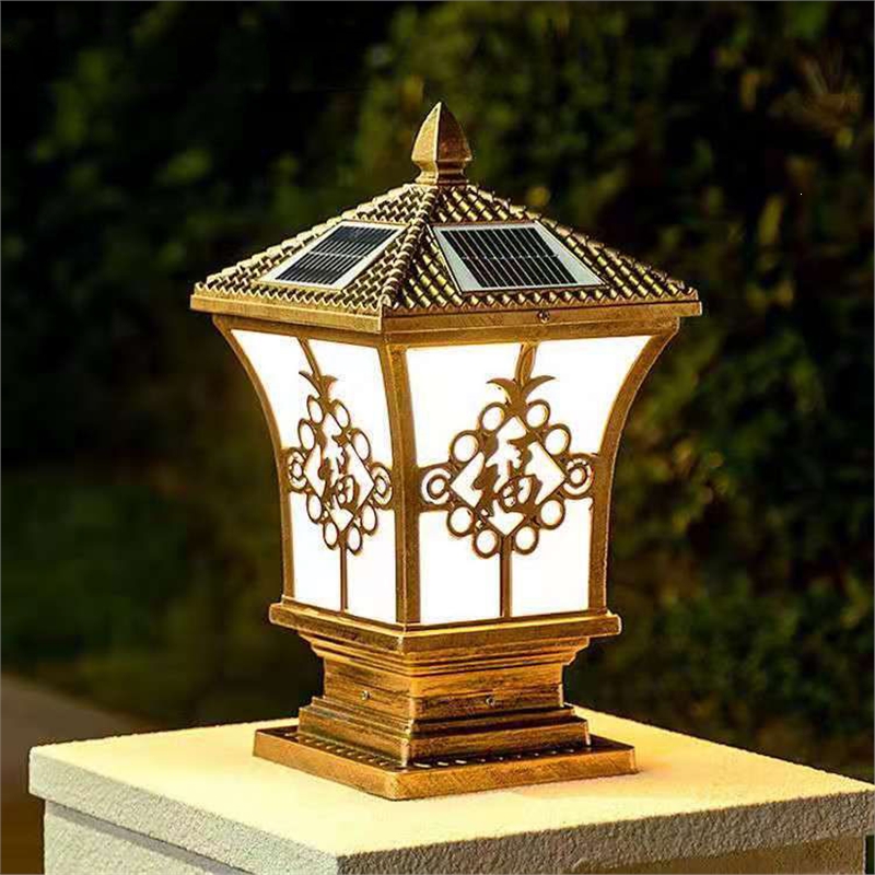 闪电客太阳能柱头灯led户外防水庭院别墅墙头围墙大门灯大气家用门柱