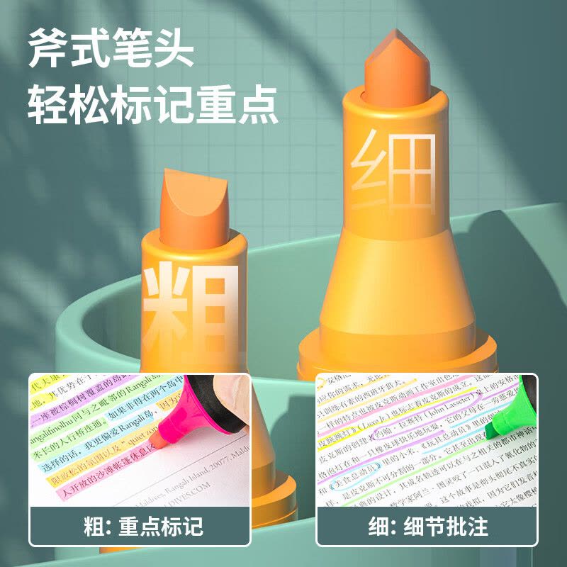 得力(deli) 黄色荧光笔考试复习划重点醒目标记笔 物流办公学生通用水性记号笔 手账绘画可用10支 S600图片