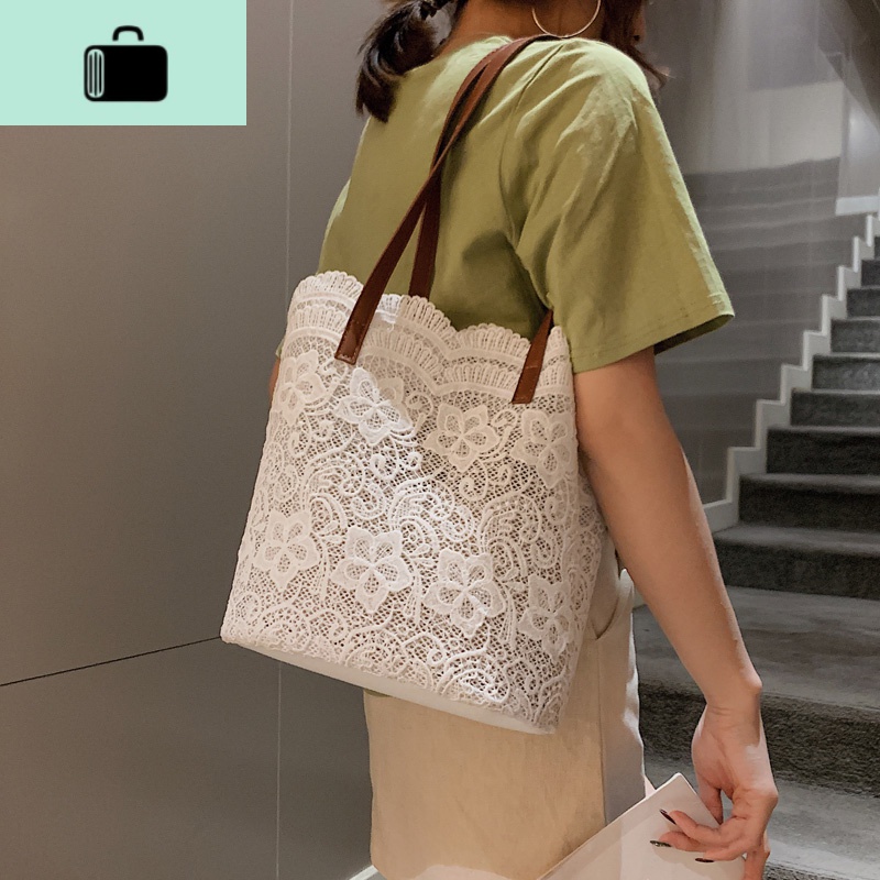 高级感洋气少女蕾丝手提大包包女2020新款潮时尚大容量气质单肩包NEW LAKE女士单肩包高清大图
