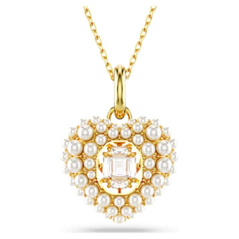 Swarovski Idyllia系列心形吊坠 金色镀层设计 镶嵌水晶珍珠 时尚女性项链