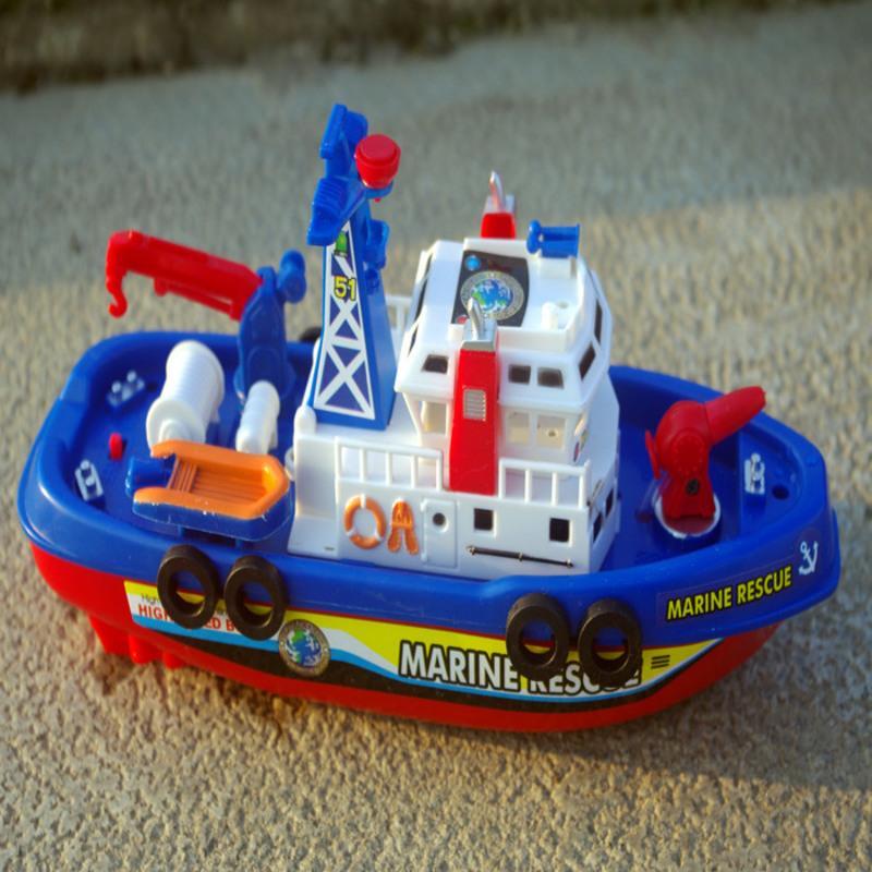 电动玩具喷水船儿童电动儿童玩具军舰船模轮船戏水洗澡没灯光音乐款