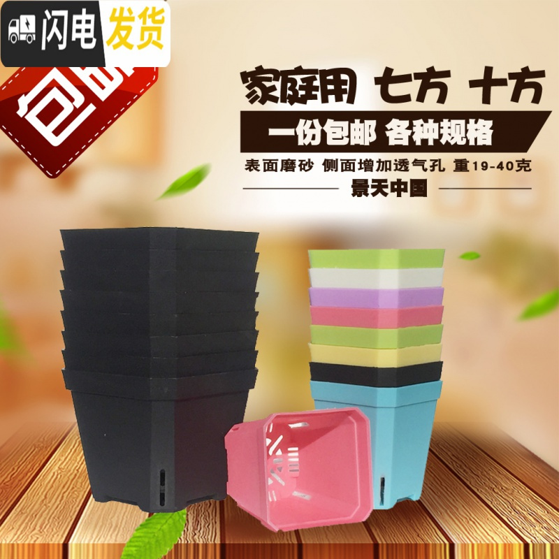 三维工匠加厚小黑方十方7cm10cm彩色塑料多肉花盆加仑盆大号托盘 加厚乳白色七方20个 中等花盆容器高清大图
