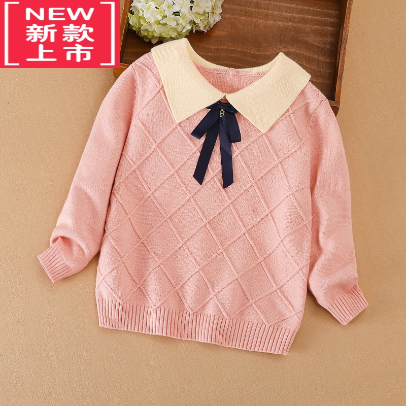 可莉允女童毛衣春秋款洋气套头衫2022秋冬新款儿童针织衫女宝宝打底上衣