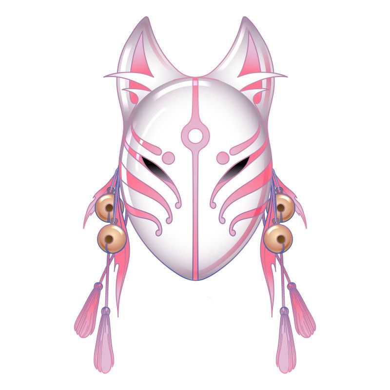 新款狐仙和风cos猫全脸多色猫脸面具动漫pvc万圣节化妆舞会漫展女黑色