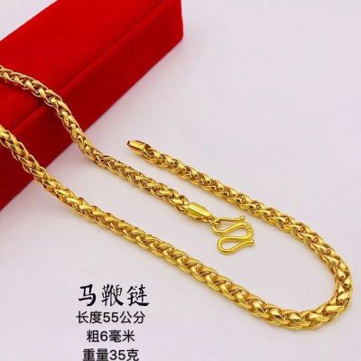 马鞭项链香港免税真金项链男项链吊坠霸气时尚男士项链久不掉色
