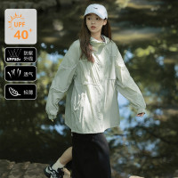 防晒服女2023夏季新款韩版宽松简约连帽嵌条设计感防晒服百搭_450 薄荷绿 M