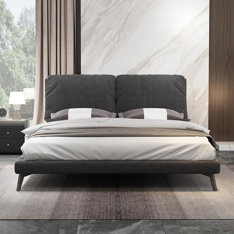 北欧气动储物布床卧室小户型可拆洗双人床榻榻米布艺床主卧 单床深灰色1800mm*2000mm组装式架子床