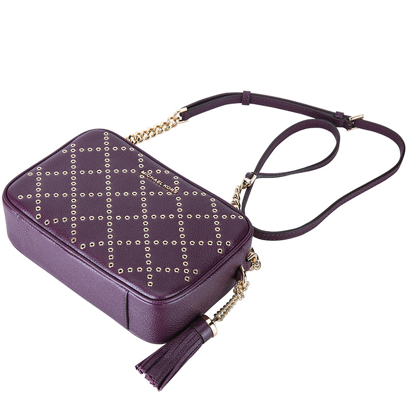 MICHAEL KORS 迈克·科尔斯 MK女包 GINNY系列紫色皮质女士单肩斜挎包
