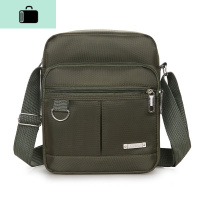 中老年包男士休闲父亲爸爸小包单肩斜挎包尼龙牛津布手提老人背包NEWLAKE 竖版军绿色
