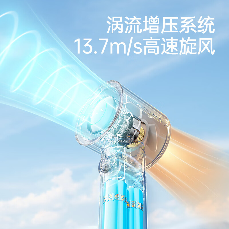 摩飞电器 MR3600 手持电风扇迷你便携式涡轮小风扇户外露营出行风宝100档风力智能变频长续航 灰色高清大图