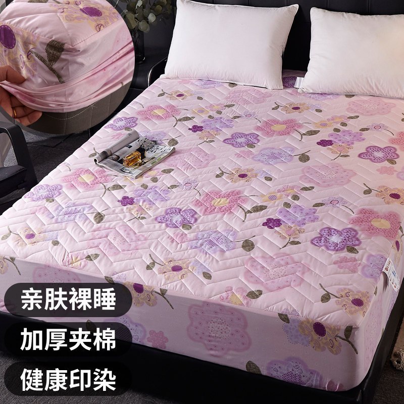 夹棉床笠款床单床垫罩保护套单件防尘罩1.2防滑固定1.5米1.8m床罩_1_612 夹棉加厚床笠150cmx200cm（不含枕套） 微微花语