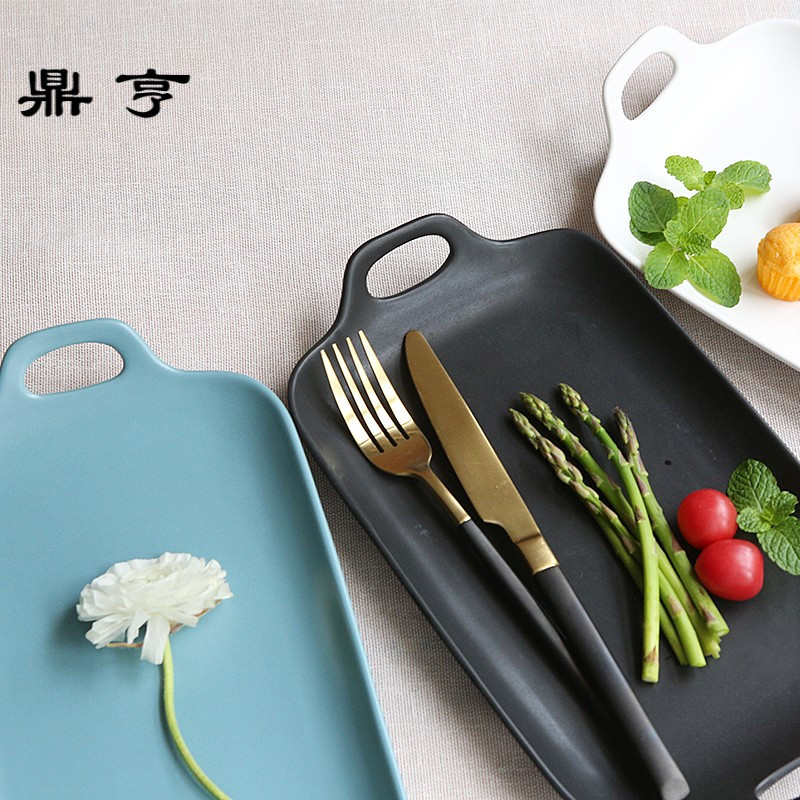 鼎亨日式陶瓷西餐盘牛排盘子创意早餐盘饭盘菜盘方盘家用盘子