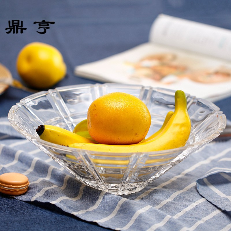 鼎亨玻璃水果盘欧式大号透明现代简约创意餐具干果糖果水果盘
