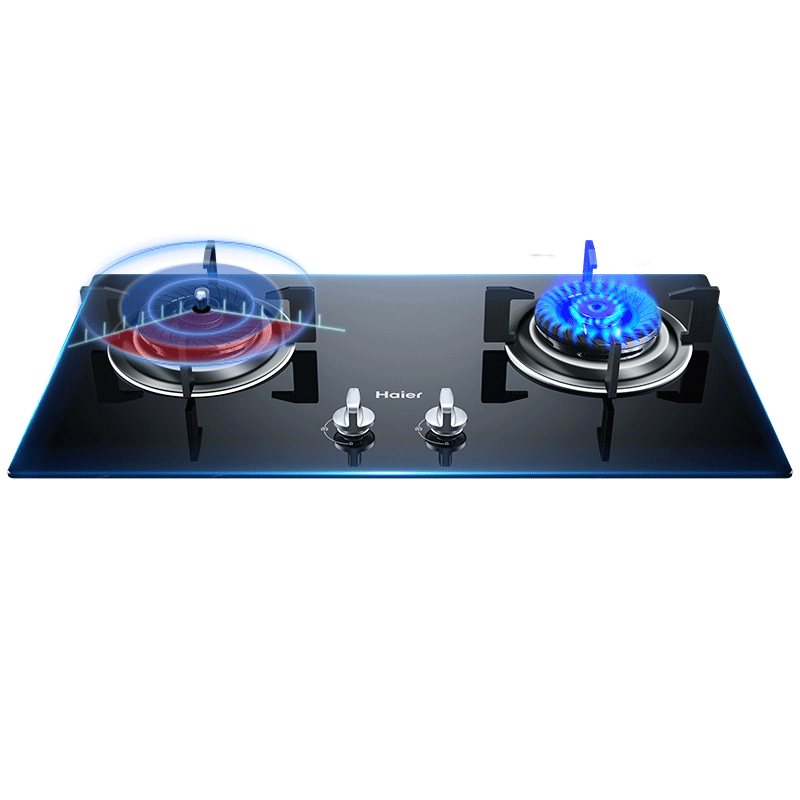 海尔燃气灶双灶天然气家用猛火炉具嵌入式节能大火力打火灶黑色天然气