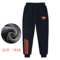 唯景WEIJING男童加绒裤子4-15岁儿童加厚运动裤中大童棉裤2018新款秋冬装男孩 140码建议125-135cm （叶子款）藏青色