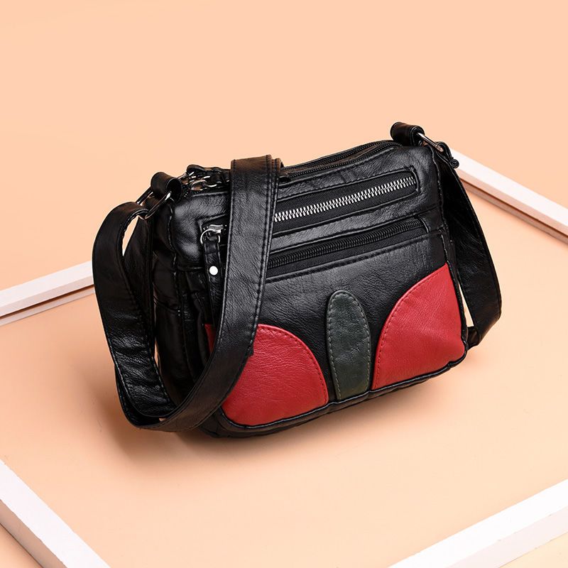 派尼美特水洗皮单肩小方包软皮时尚斜挎包女潮流多兜妈妈包春季小挎包