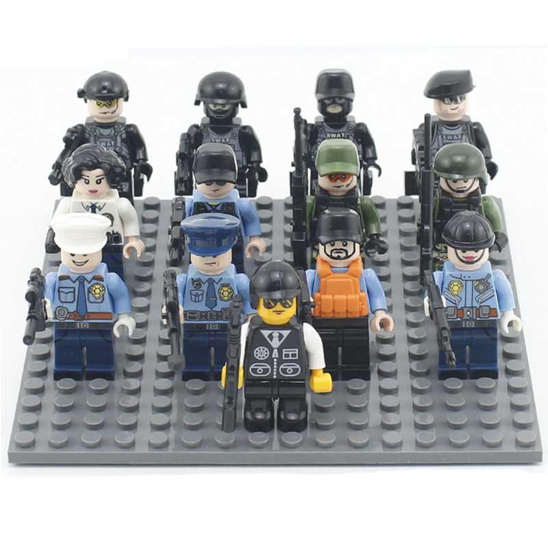 拼装积木人仔警察军事部队新年小兵人仔10岁小男孩的玩具 038特警小队高清大图
