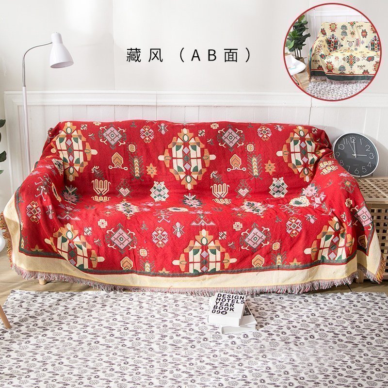 家柏饰(CORATED)沙发巾全盖布北欧沙发垫套毯冬季加厚弹力通用懒人沙发罩 藏风(AB面) 180*340