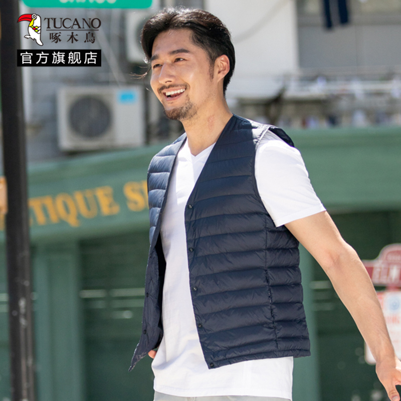啄木鸟羽绒马甲男士2024冬季新款轻薄内穿贴身中青年背心保暖坎肩高清大图