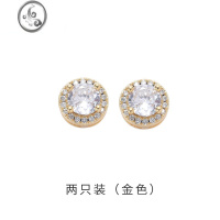 JiMiS925银针美式高级感满钻耳钉男痞帅个性单只小众耳环2022年新款潮 金色一对镀18K金