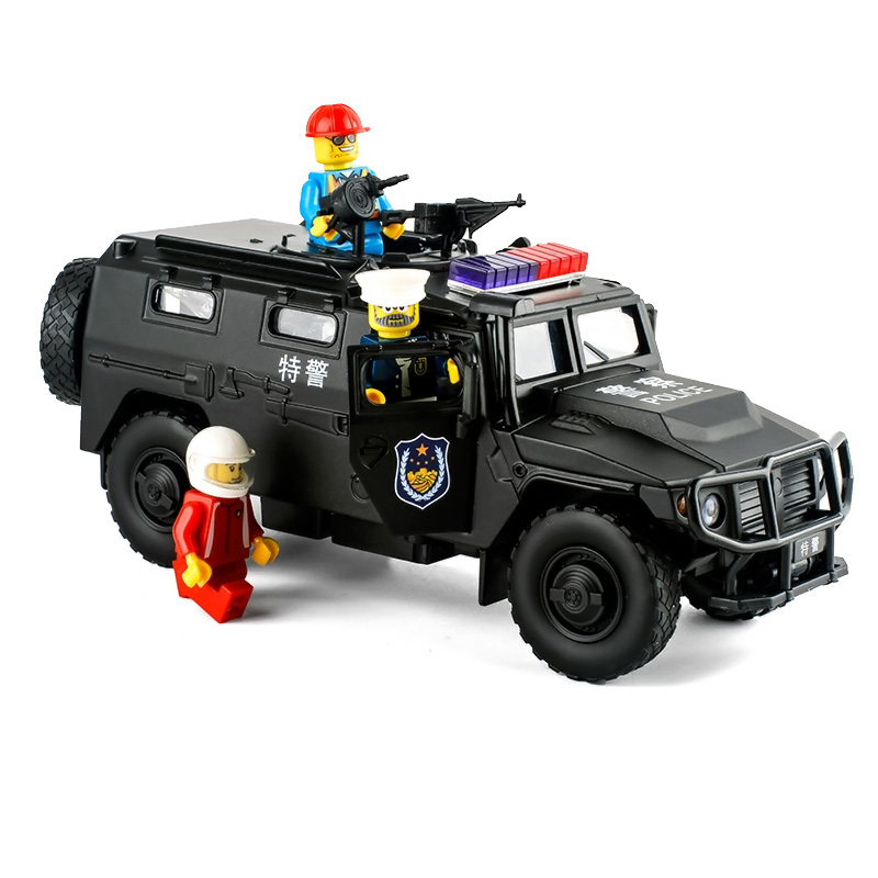 大号金属132防暴车虎式装甲车声光特警合金警车男孩汽车模型玩具