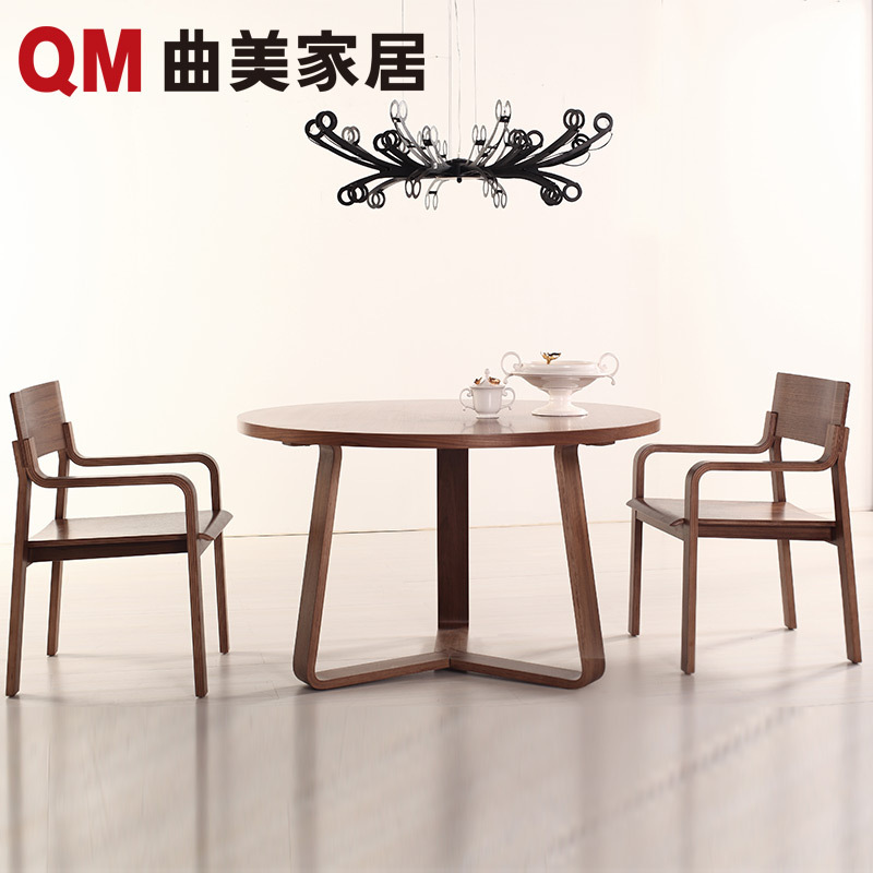 【门店同款】曲美家居 北欧阳光一桌两椅餐厅家具 圆餐桌 餐椅组合