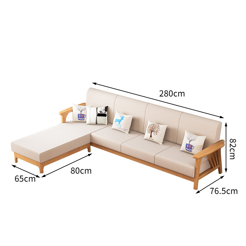 智叶舟实木沙发280*76.5*82cm(4+脚踏)套高清大图