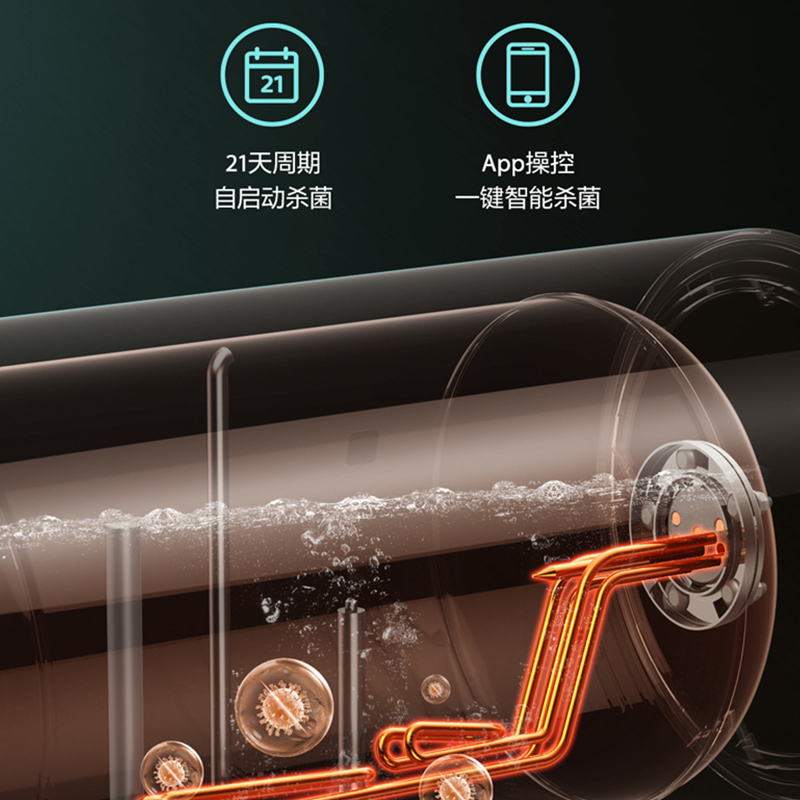 美的电热水器60升储水式 3300W变频 终身免换镁棒省钱 安全零电洗一级节能 智能家电 F6032-JA5(HE)高清大图