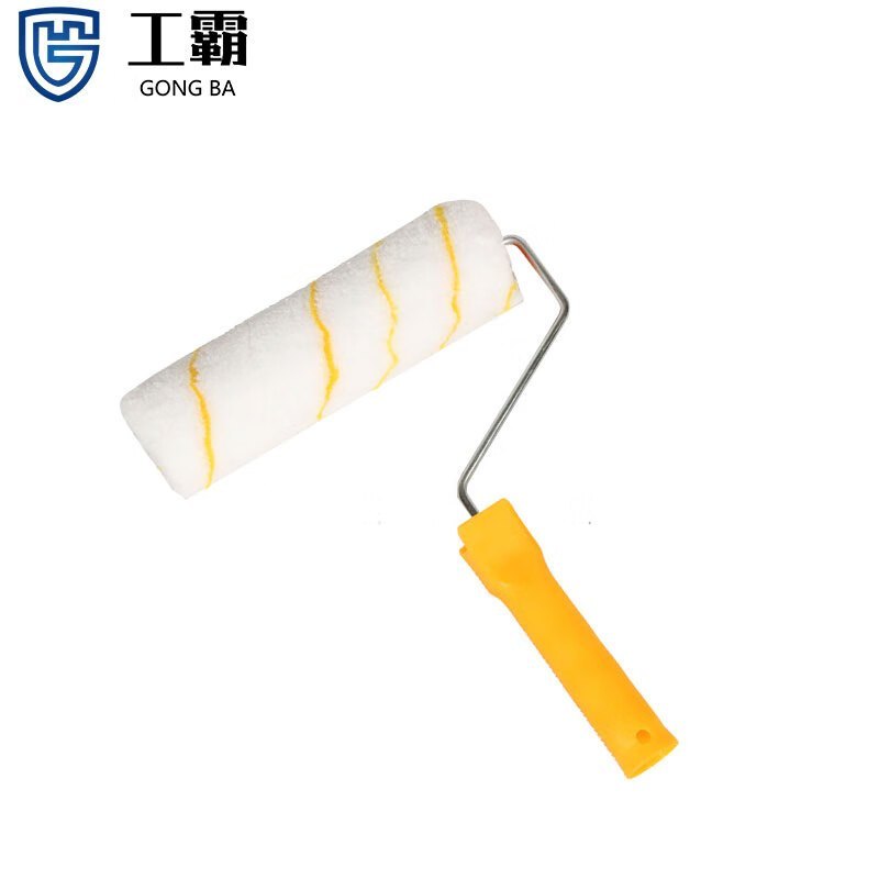 工霸(GONGBA)9寸精品滚刷 涂料乳胶漆滚筒刷油漆刷 黄条 5个/件 1件高清大图