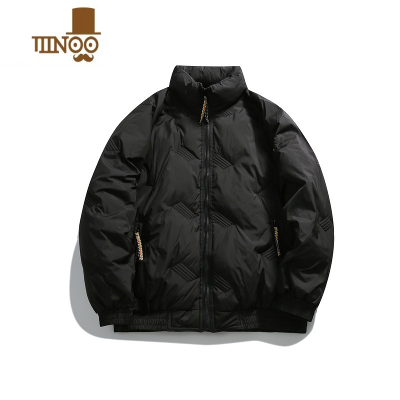 YANXUCLXR2023冬季纯色加厚立领棉衣男宽松百搭棉袄休闲羽绒服棉服外套 M 黑色