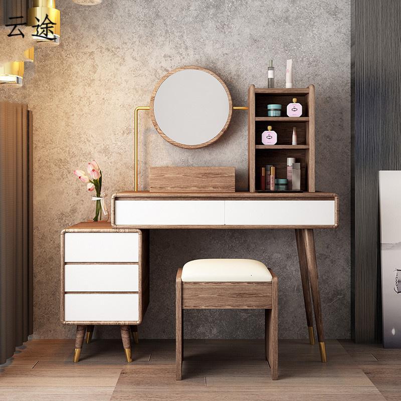 北欧梳妆台伸缩梳妆桌迷你梳妆轻奢化妆台简约现代化妆桌定制