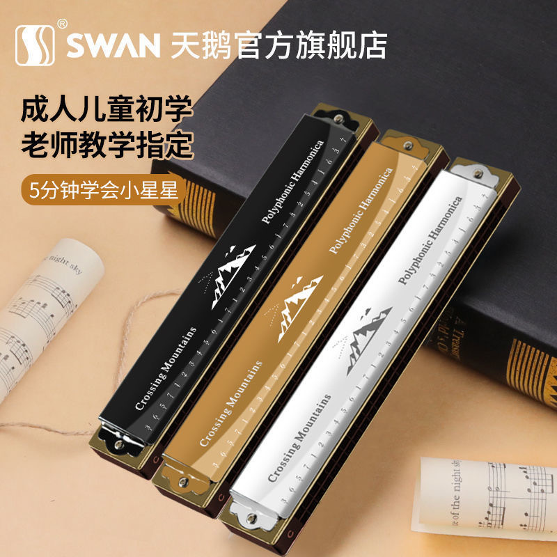 天鹅口琴初学者小学生24孔复音c调儿童入门专用风正品28男士乐器