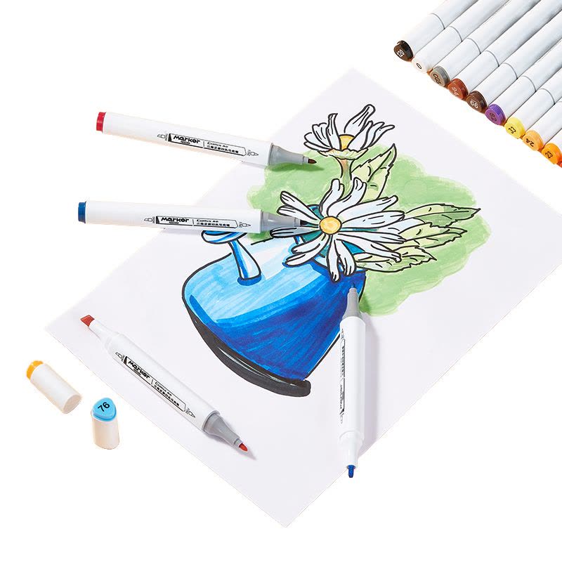 齐心 ZYMK07-12 大三角杆双头马克笔 1.0-6.0mm 配 12色/桶图片