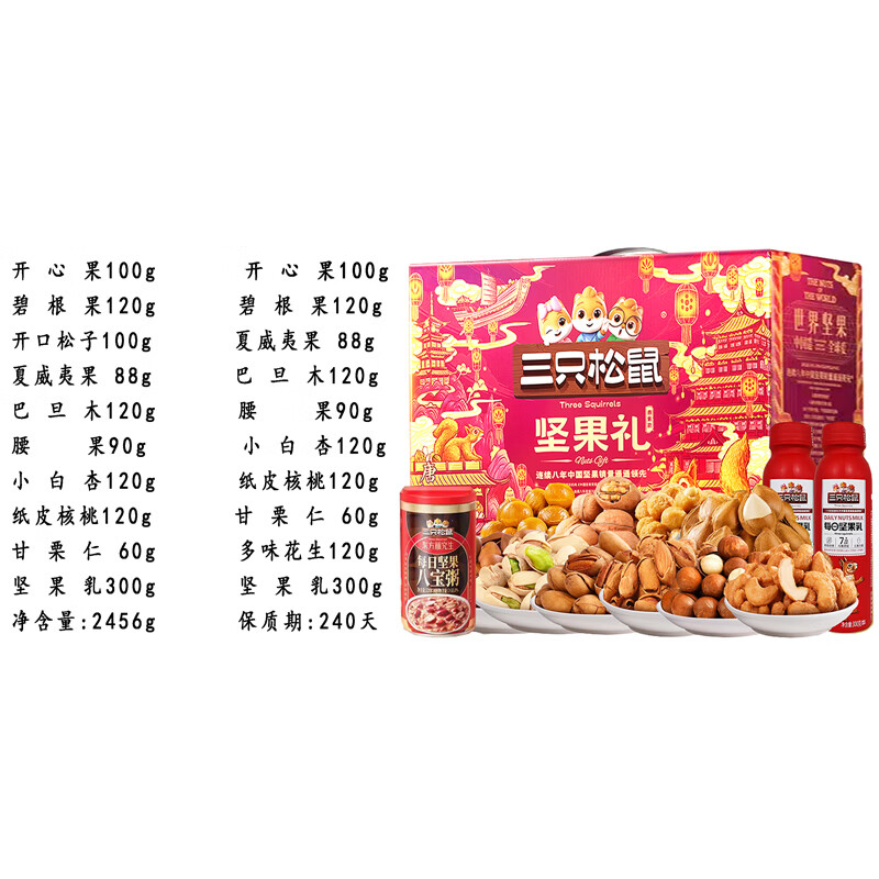 (顺丰发货)三只松鼠(threesquirrels)红运坚果零食礼盒2456g高清大图