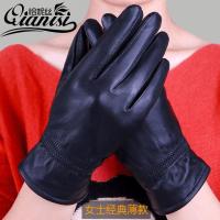 黑色女士【经典款】【薄款】 M(小号） 真皮手套男士冬季加绒加厚保暖女士羊皮骑行摩托车骑车薄款皮手套