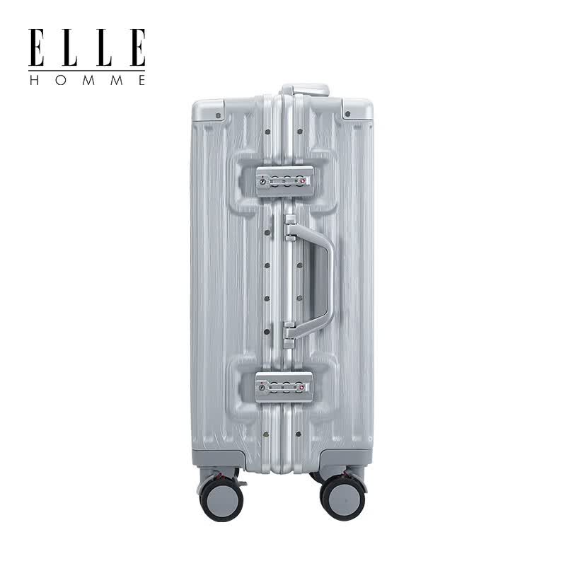 ELLE HOMME 防摔铝框万向轮密码锁旅行箱 EH231526英寸（淡雅银）（单位：只）高清大图
