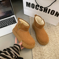 加绒高帮雪地靴女冬季新款学生ins韩版保暖休闲厚底棉鞋_6 驼色 39